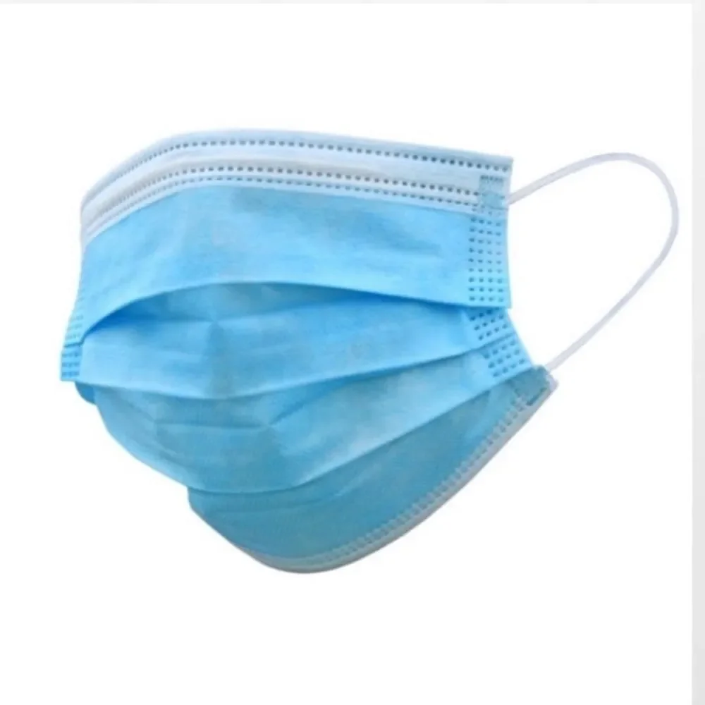 New Unisex 50 Blue & White Disposable Face Masks